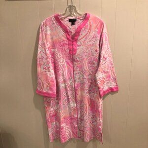 Miss Elaine Pink Paisley Full-Zip Robe, Size M
